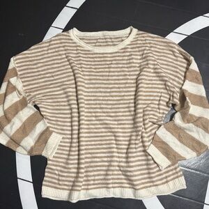 Striped Beige and Cream Women's Sweater